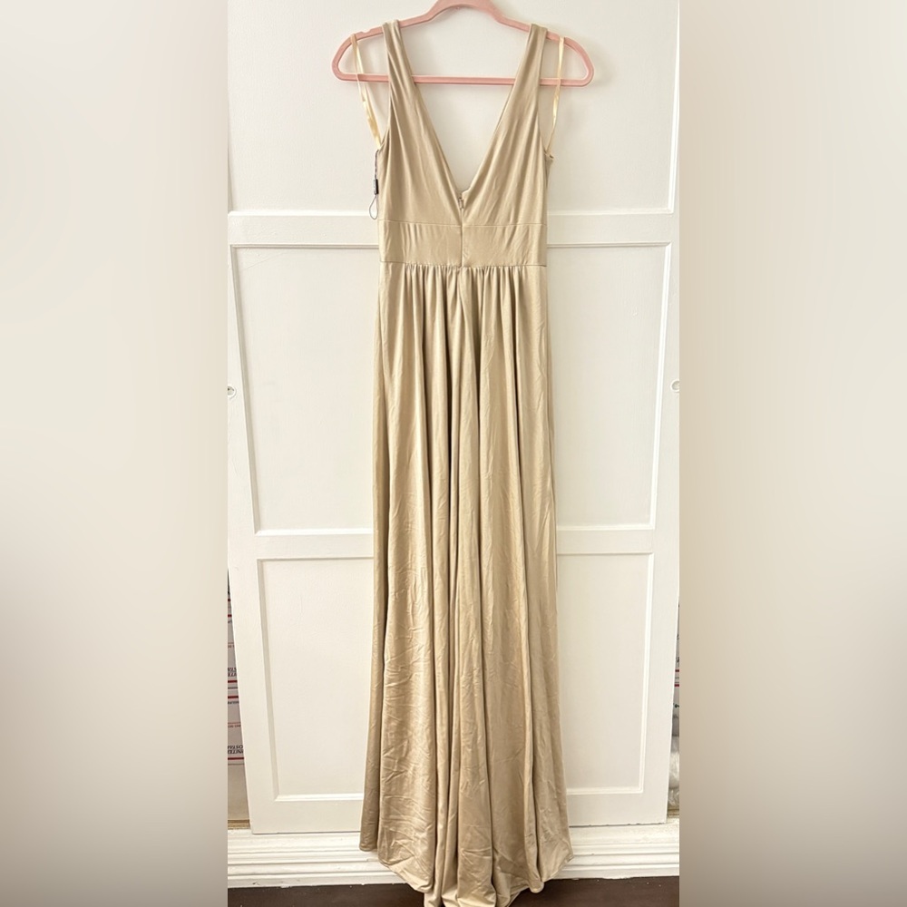 La Femme Plunge Neck A-Line Gown - Picture 8 of 11